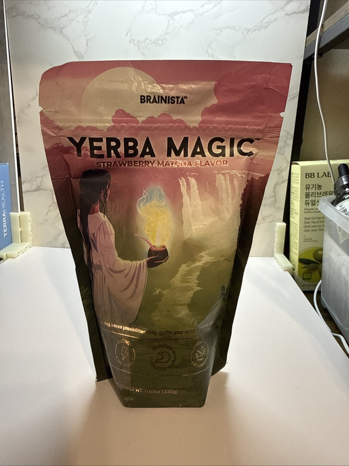 Brainista Yerba Magic Powder, Strawberry Matcha, 11.64 oz