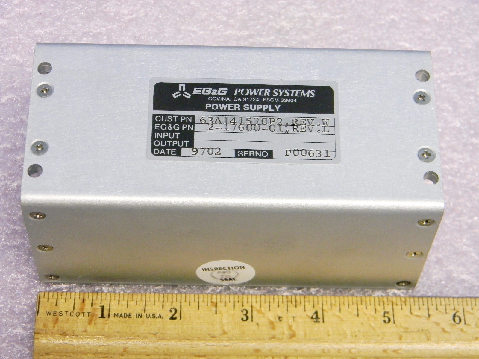 NEW EG&G 2-17600-01 8A 5VDC x2 Power Supply 6130-01-358-4064