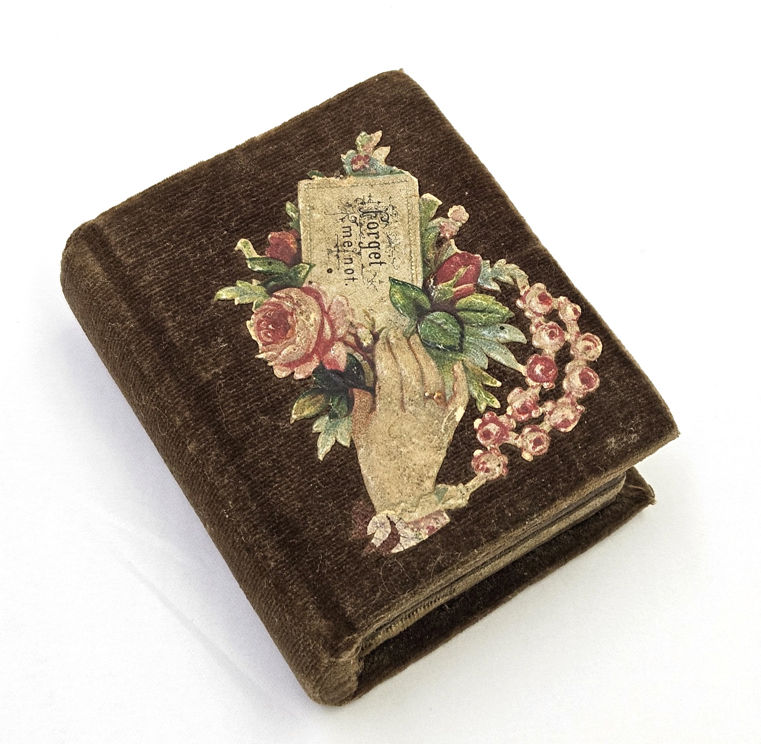 Antique Victorian Velvet Miniature Book Trinket Box Sewing Needle Case Portrait Antique Victorian Velvet Miniature Book Trinket Box Sewing Needle Case Portrait