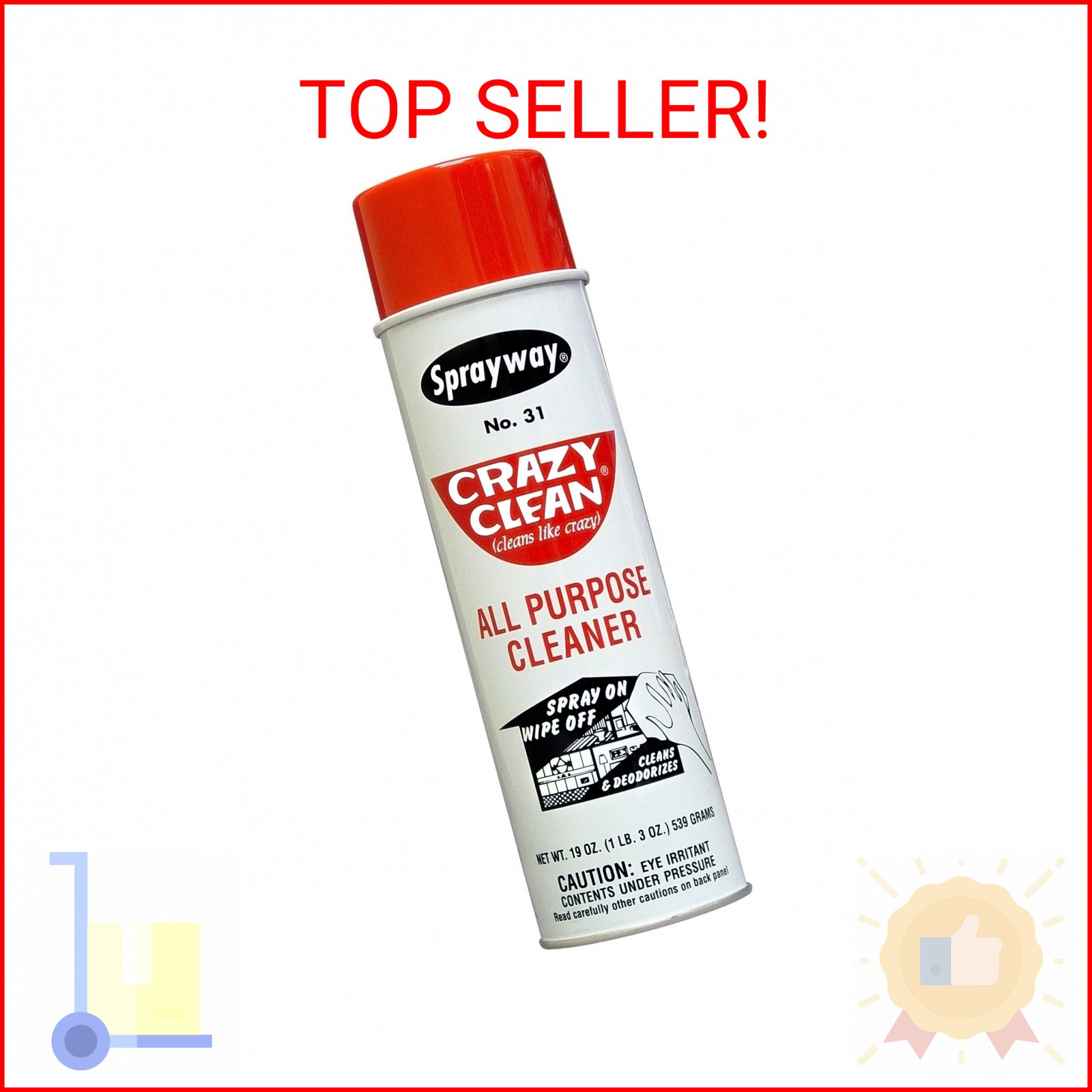 PLZ AEROSCIENCE Sprayway SW031 Crazy Clean Cleaner, 19 oz, Gray
