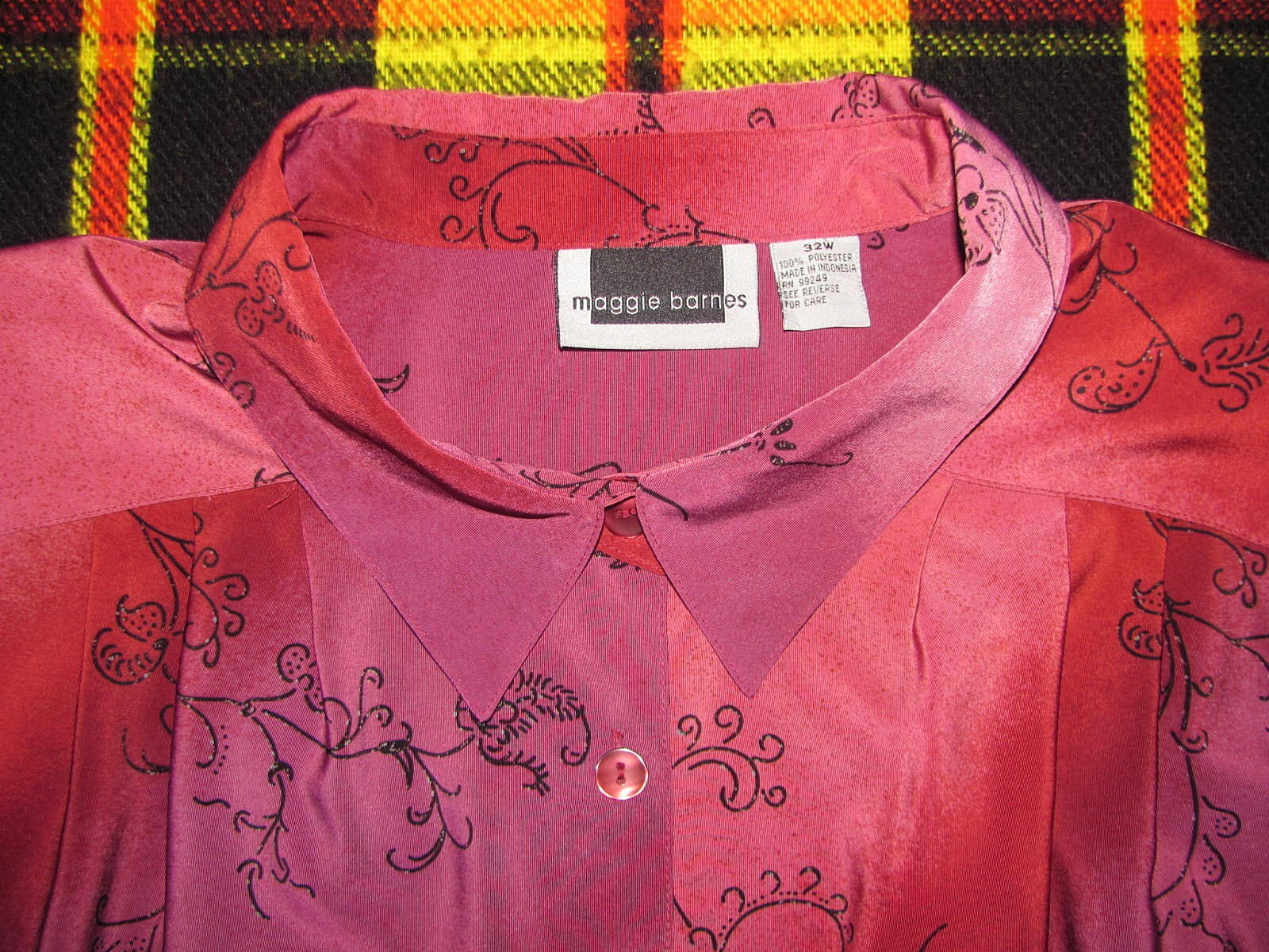 Maggie Barnes 3/4 Sleeve Floral Print Shirt Blouse Top Women\'s Size 32W