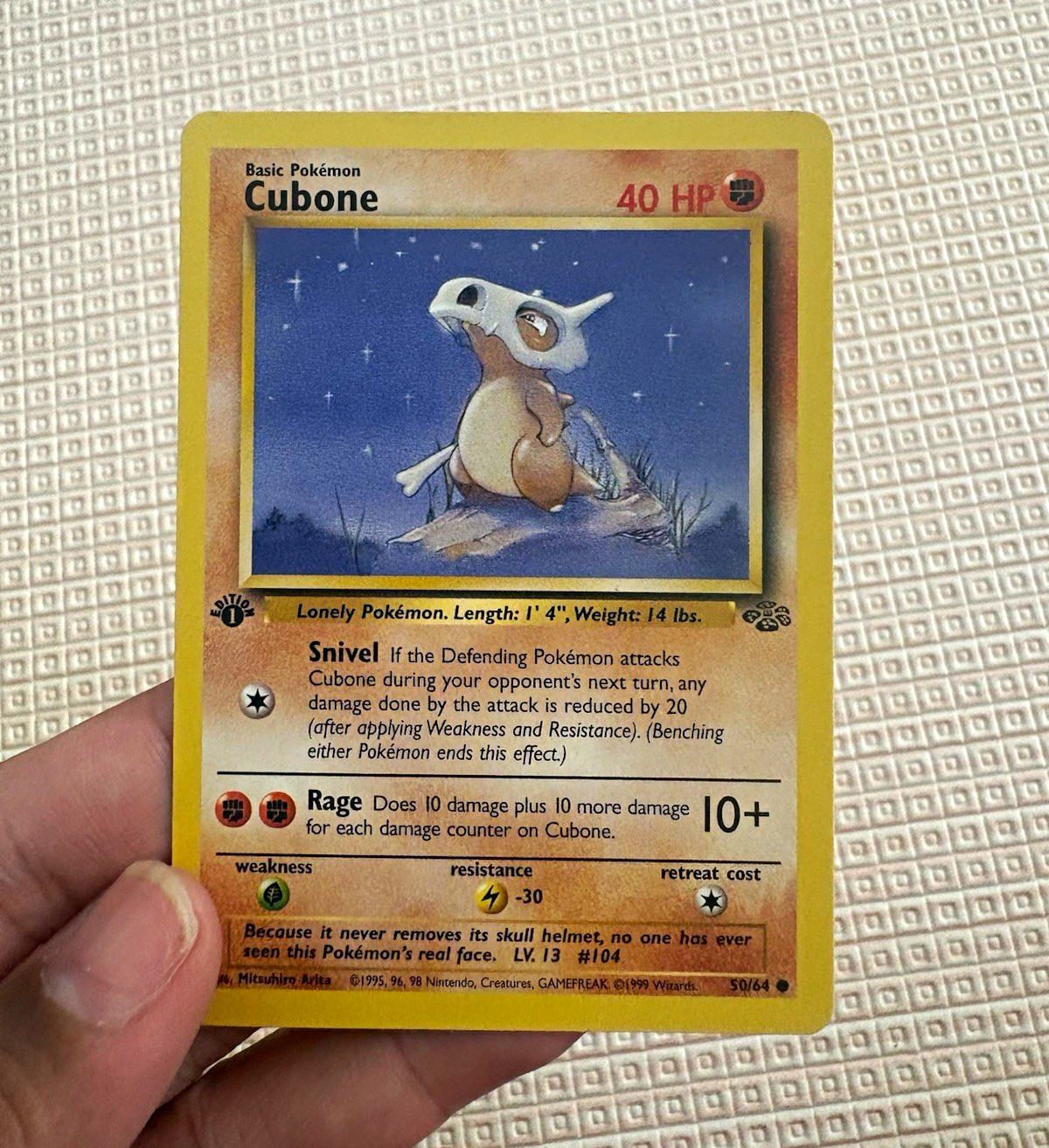 Pokémon TCG Cubone 50/64 Jungle 1st Edition  1999 Vintage