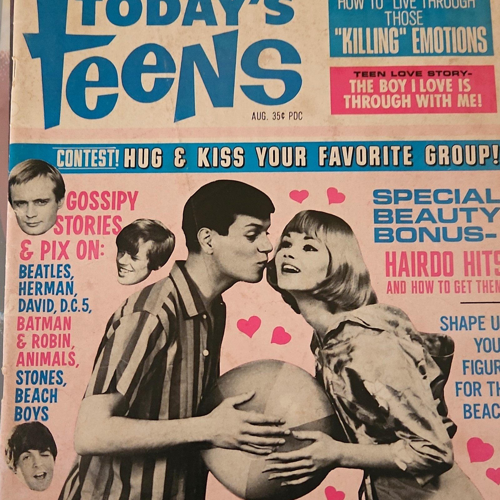 Today\'s Teens Magazine August Issue Illustrated Teen Love Beatles Cover Today\'s Teens Magazine August Issue Illustrated Teen Love Beatles Cover