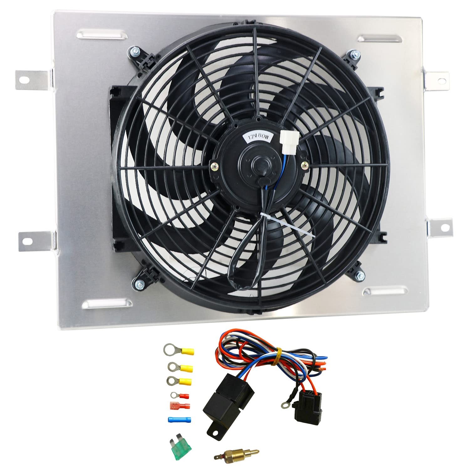 CU945 Aluminum Radiator Shroud 14 Fan Thermostat 84-95 for Toyota Pickup 4Runner