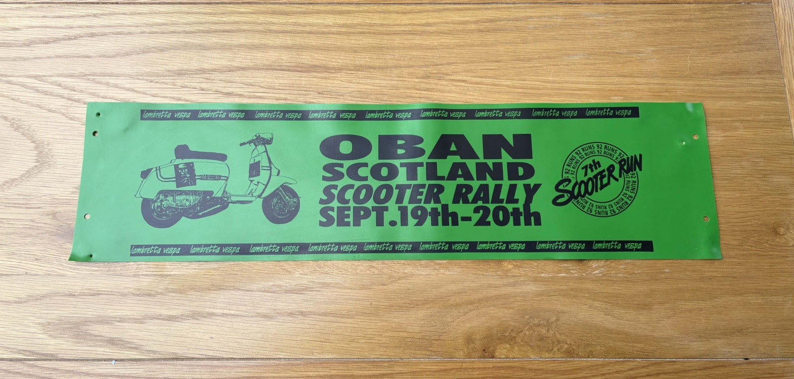 Vintage Scooter Rally Leg Shield Banner Oban 1992. 34 years old Not patch Vintage Scooter Rally Leg Shield Banner Oban 1992. 34 years old Not patch