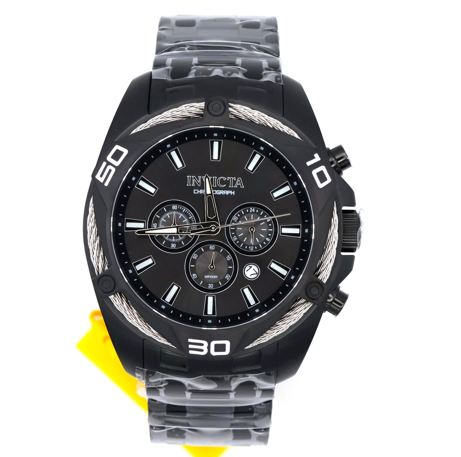 Invicta Bolt 34136 - 50mm Black Silver Cable Bezel Stainless Steel Watch Invicta Bolt 34136 - 50mm Black Silver Cable Bezel Stainless Steel Watch