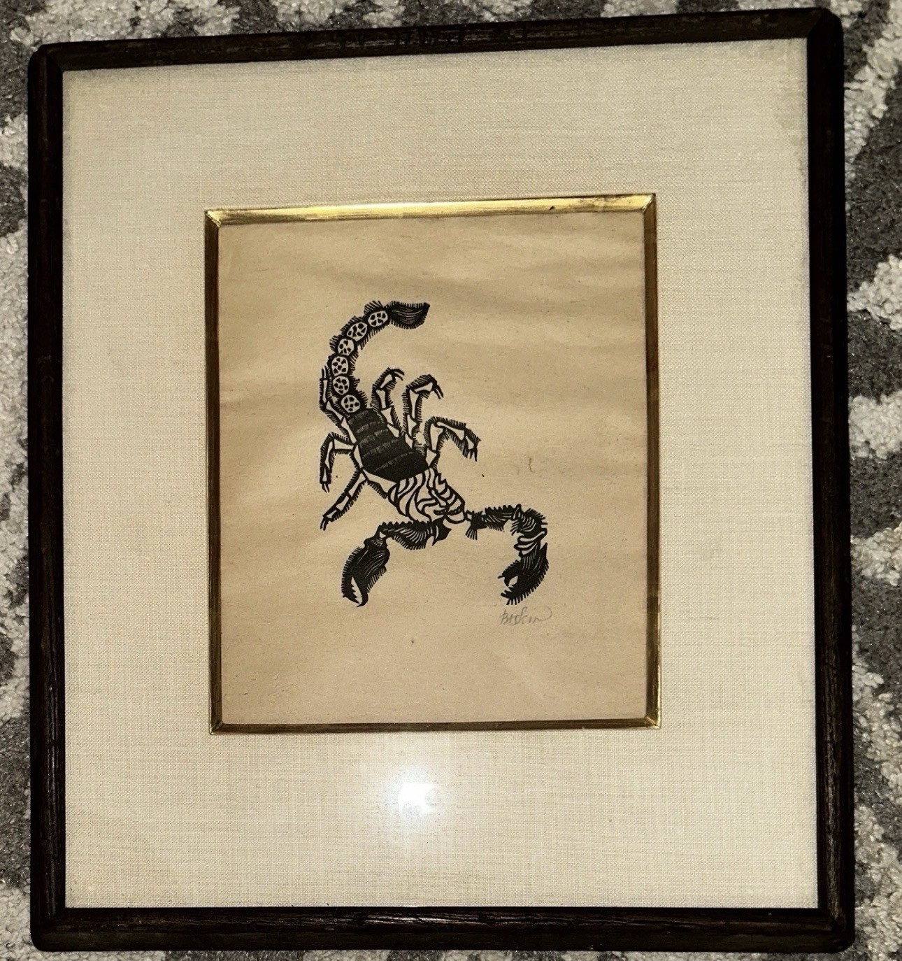 Leonard Baskin Woodcut Linocut Signed Art on Paper Vintage Artwork Leonard Baskin Woodcut Linocut Signed Art on Paper Vintage Artwork