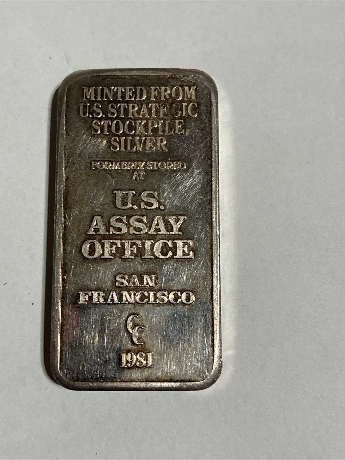 Vintage 1981 U.S. Assay Office SF Strategic Stockpile 5 oz .999 Silver Bar RARE Vintage 1981 U.S. Assay Office SF Strategic Stockpile 5 oz .999 Silver Bar RARE