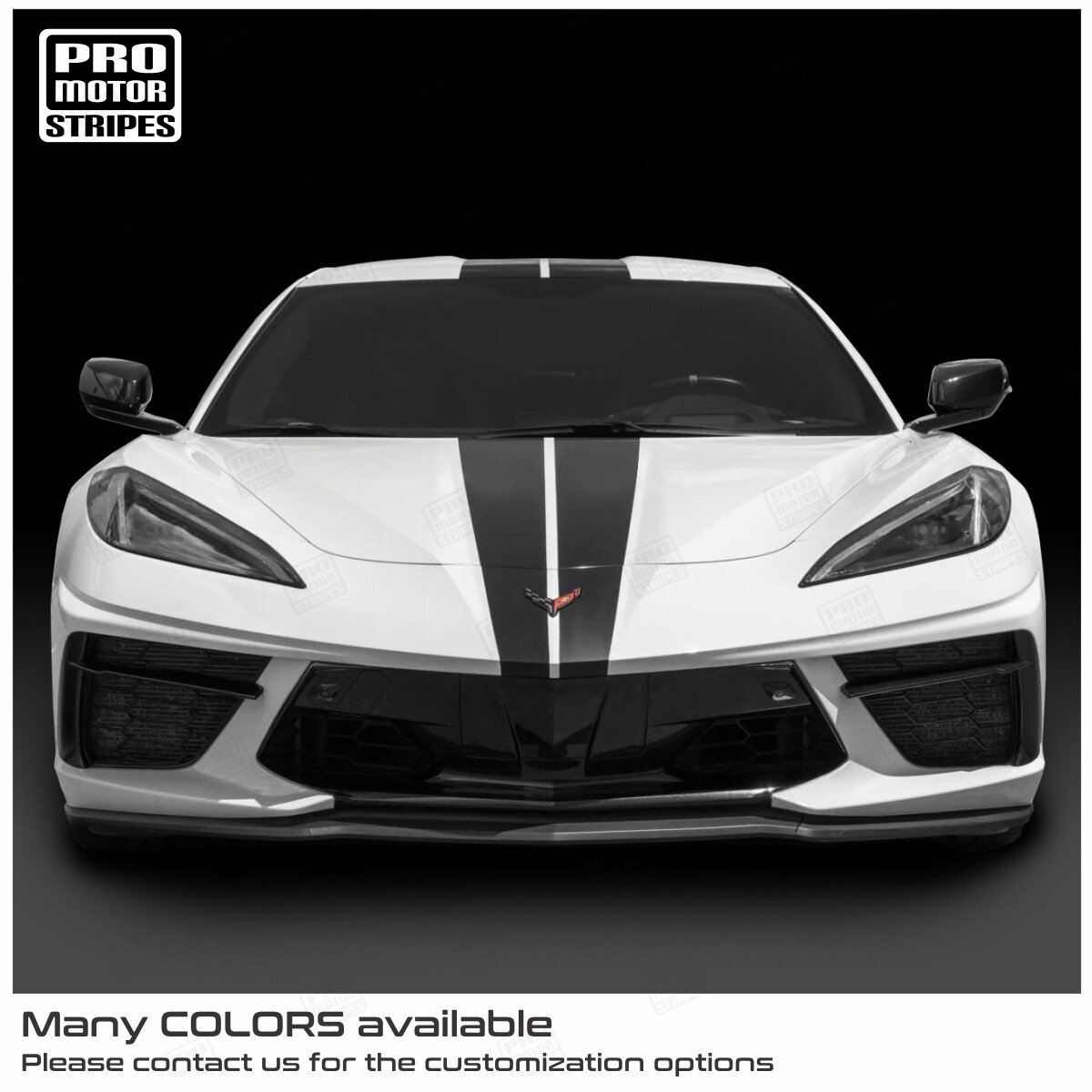 Chevrolet Corvette C8 2020-2024 Top Double Rally Stripes Decals (Choose Color)