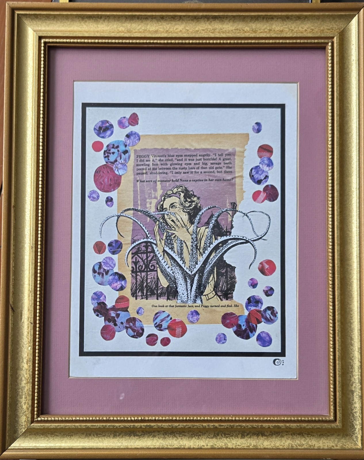 Vintage Original Framed 8 X 10 Mixed Media Collage In Beautiful Frame