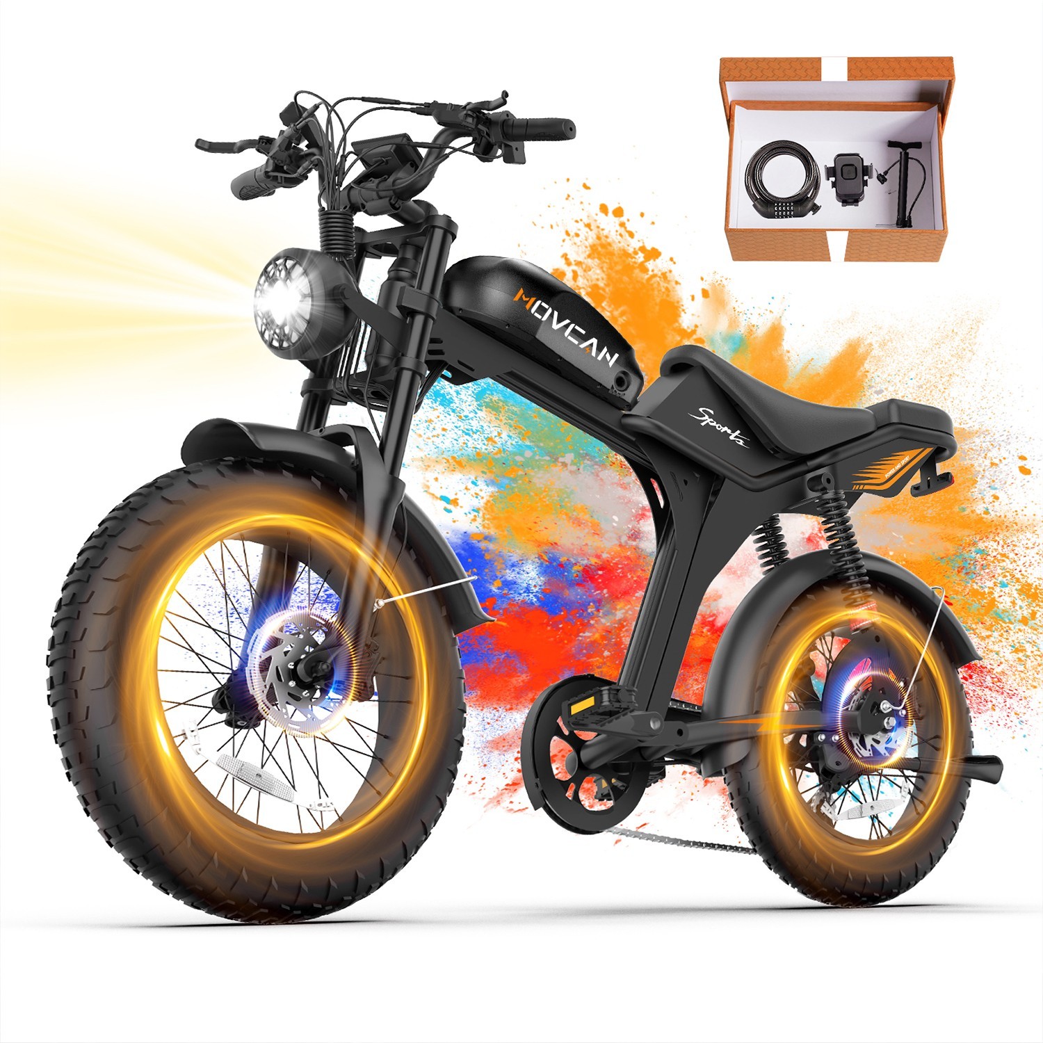 MOVCAN V70 2500W Peak Motor 35mph 52V 23.4Ah Battery Electric Bike for Adults