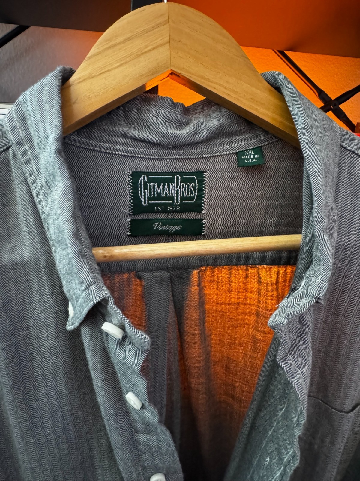 Gitman Vintage Shirt Mens XXL Gray Herringbone Button-Down Long Sleeve USA Gitman Vintage Shirt Mens XXL Gray Herringbone Button-Down Long Sleeve USA