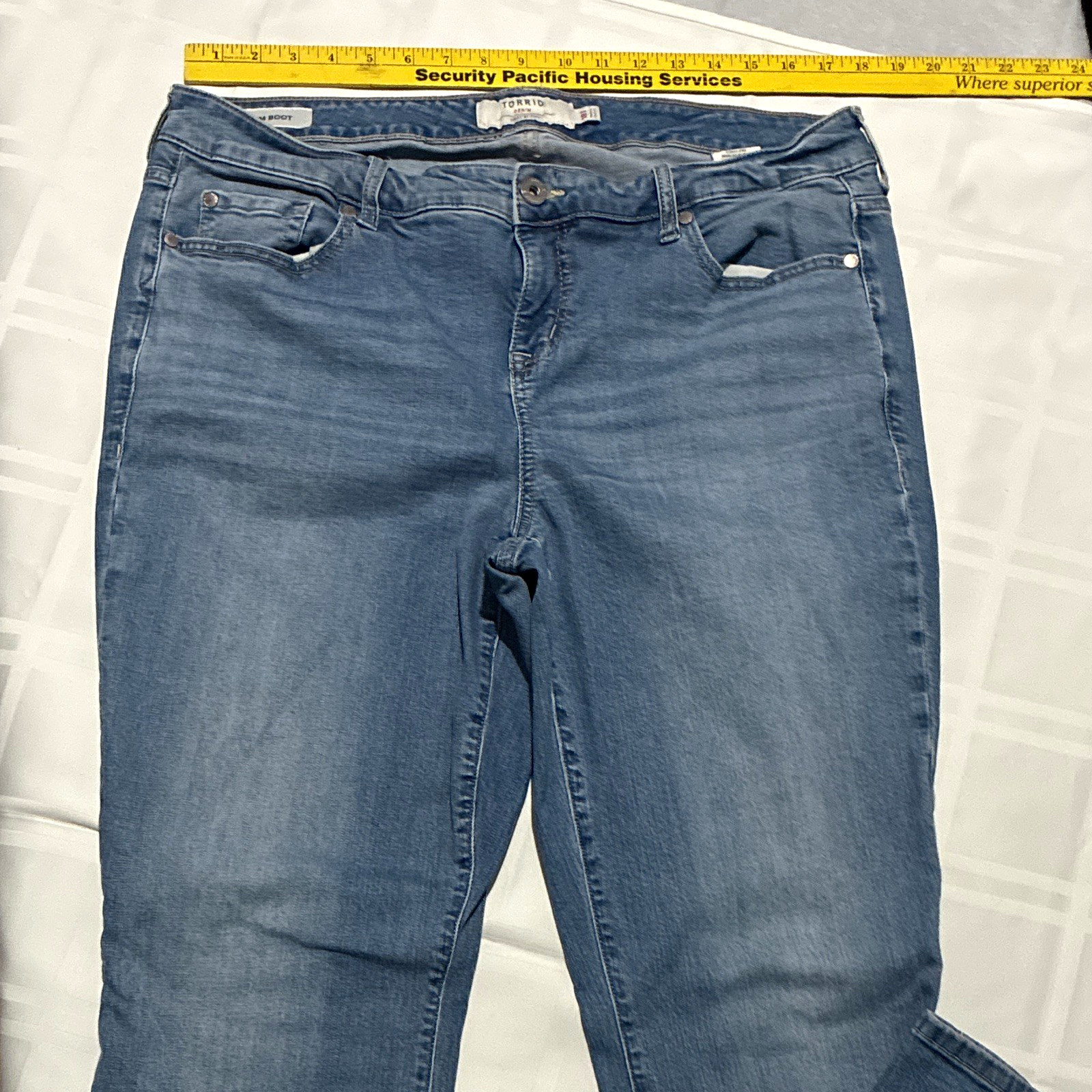 Torrid First At Fit Slim Bootcut Jeans Womens 18T Tall Blue Stretch Denim. Read