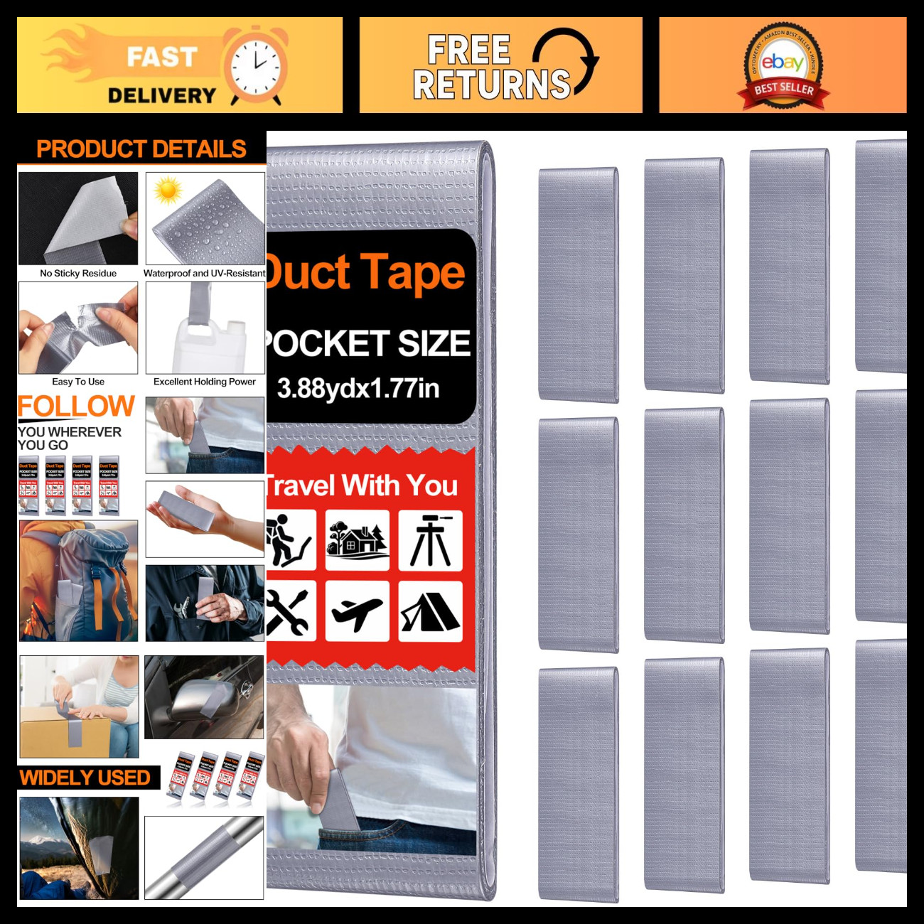 12 Pcs Mini Pocket Duct Tape 1.77\ 12 Pcs Mini Pocket Duct Tape 1.77\
