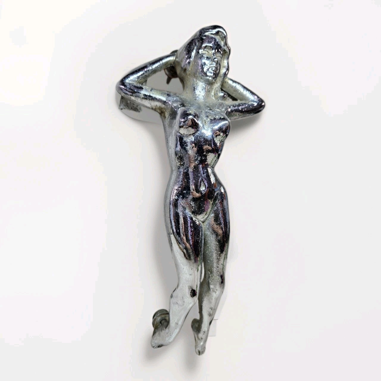 Vtg 1930s Product Design Co Bathing Beauty Hood Ornament Chrome Art Deco 8165