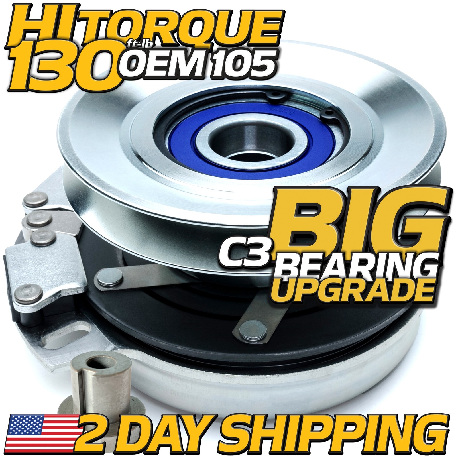 HiTorque 130ftb BIGBearing PTO Clutch for Warner 5219-25 5219-98 5219-104
