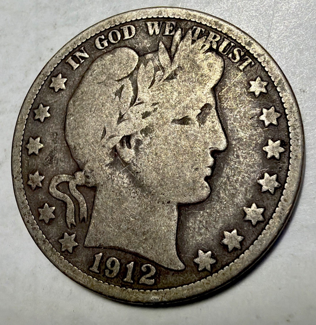 1912 D Barber Half Dollar~VG+ Condition~90% Silver~ Problem Free