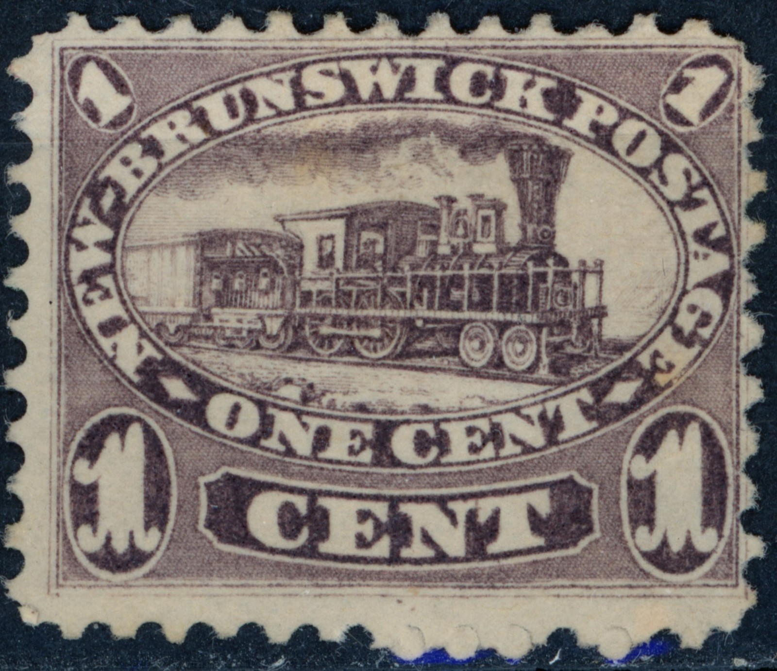 Canada New Brunswick 1860 #6a 1c brown violet, Locomotive, MNG Canada New Brunswick 1860 #6a 1c brown violet, Locomotive, MNG