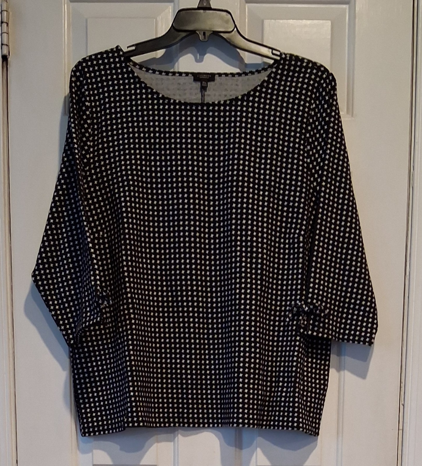Talbots Plus 3Xp (Petite) Black White Heavy Weight Knit Pullover Round Neck 3/4 Talbots Plus 3Xp (Petite) Black White Heavy Weight Knit Pullover Round Neck 3/4