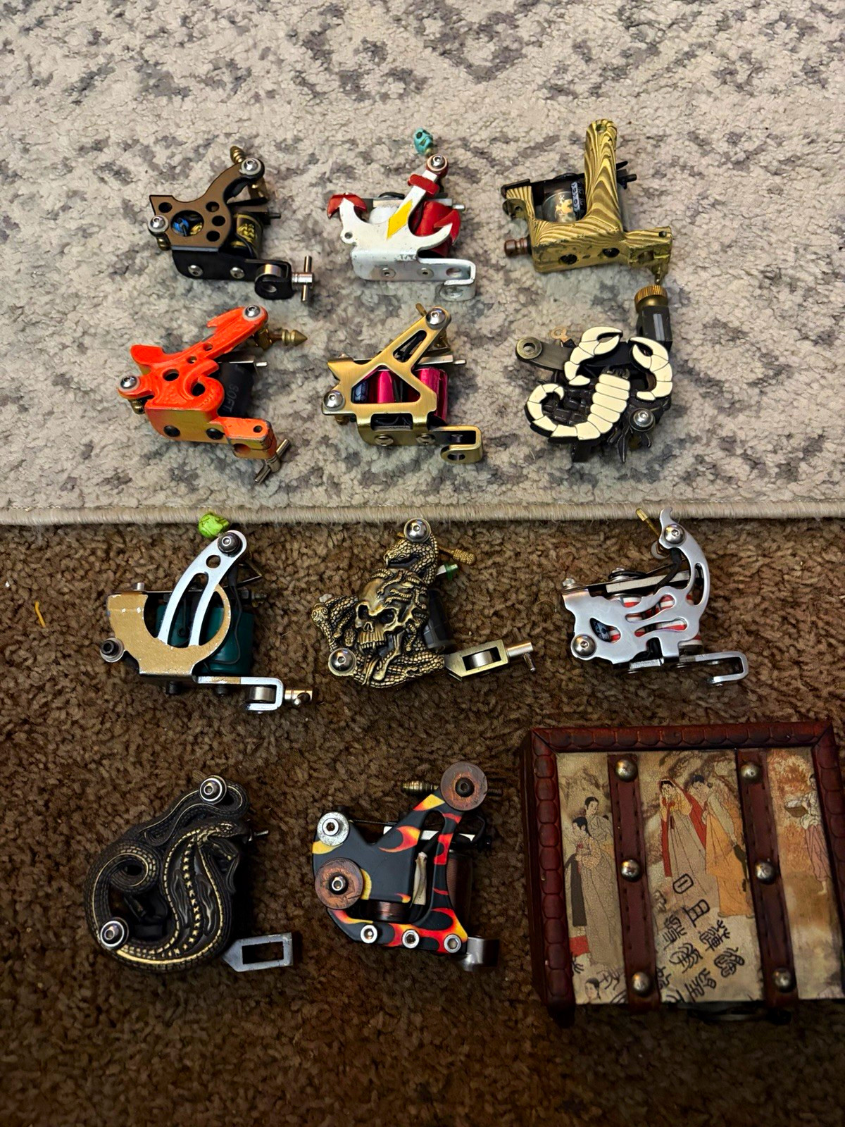 Lot of 11 Vintage Style Coil Tattoo Machines - Custom Frames / Parts / Repair