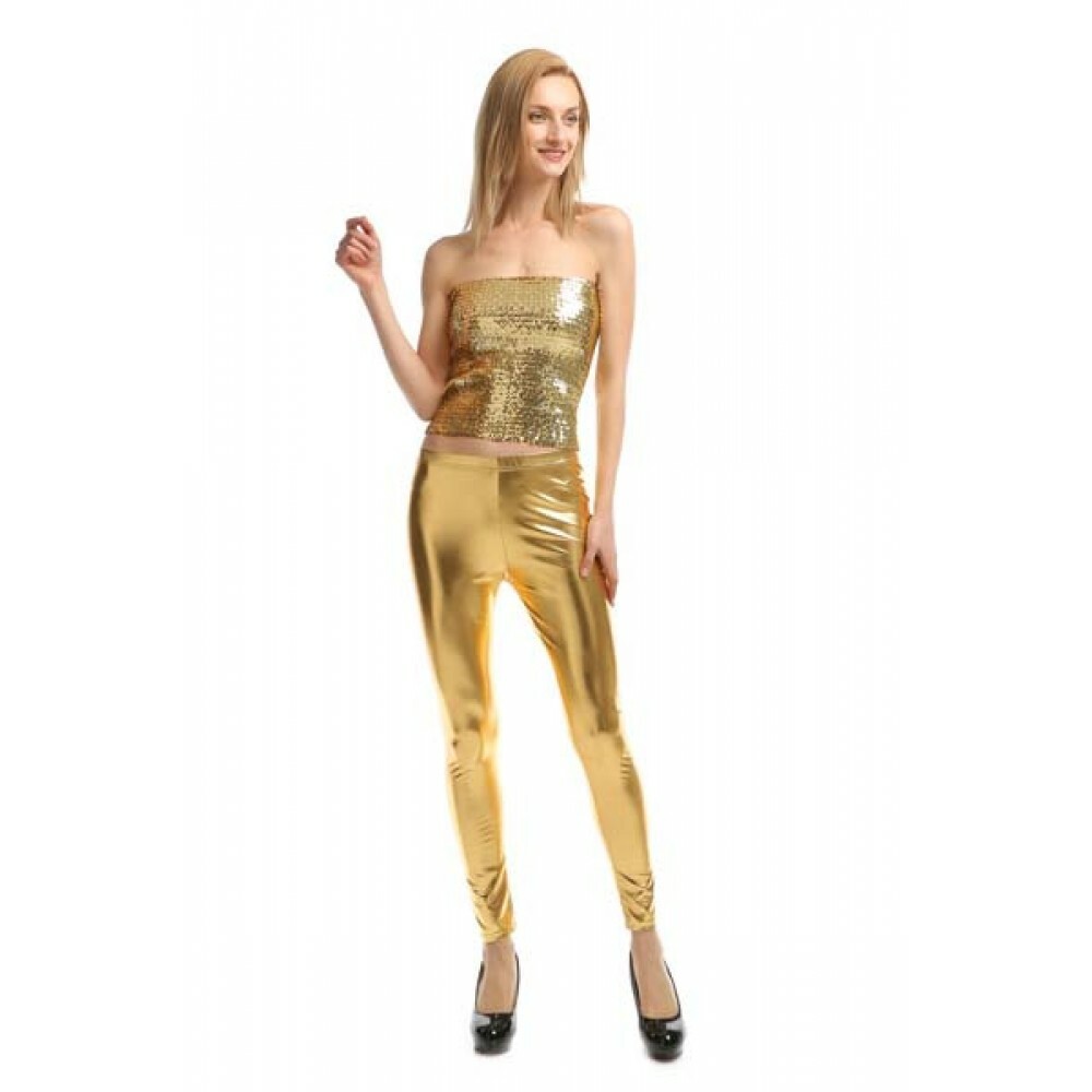 ADULT WOMENS SHINY METALLIC WET LOOK LIQUID STRETCH FOOTLESS LAME LEGGINGS PANTS