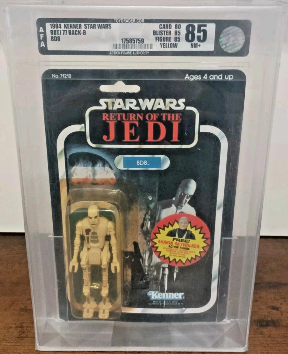 AFA 85 8D8 1984 Vintage Star Wars Kenner ROTJ 77 Back MOC Graded NM + AFA 85 8D8 1984 Vintage Star Wars Kenner ROTJ 77 Back MOC Graded NM +