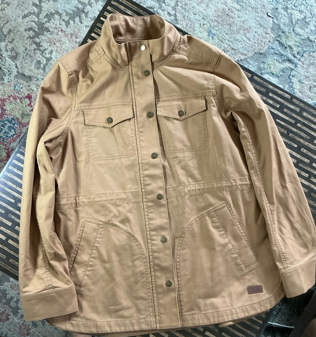 L.L.Bean BeanBuilt Canvas Shirt Jac Men’s Large Tan Khaki Snap Front Workwear
