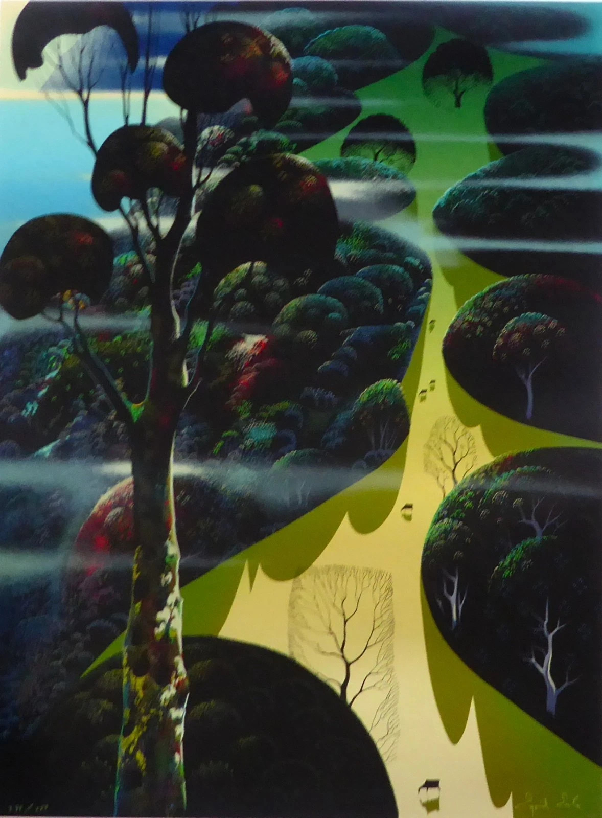 Eyvind Earle CENTRAL CALIFORNIA Nature Trees Pasture Hand signed Serigraph 1989