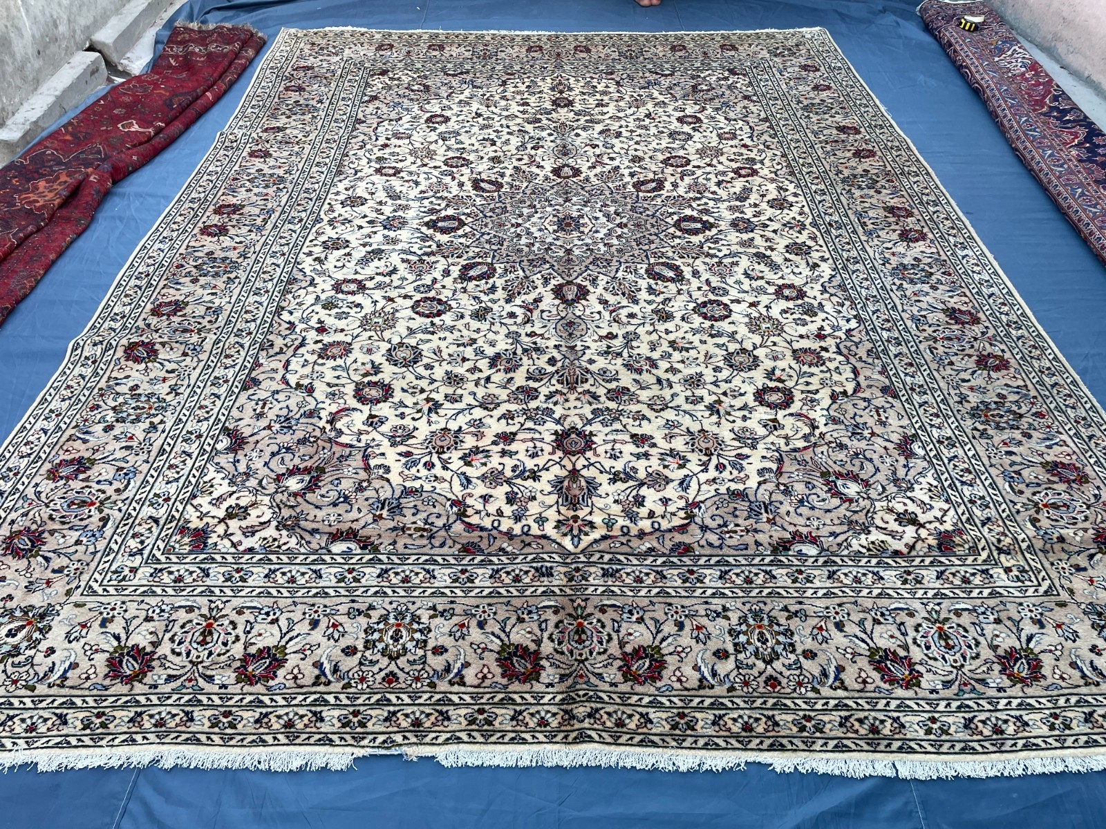 Large 10x13 Cream Antique Turkish Style Rug 9\'10x13\'3 Floral Medallion Floor Rug