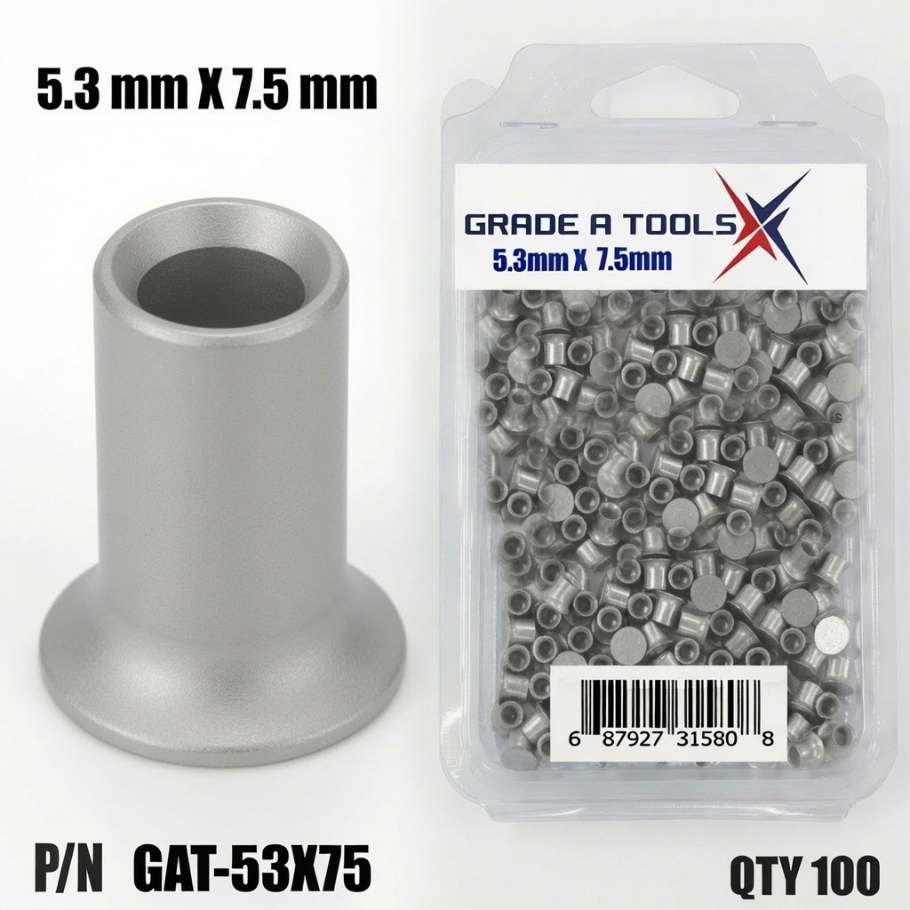 5.3mm x 7.5mm Aluminum Self Piercing Rivets, 100/Box 5.3mm x 7.5mm Aluminum Self Piercing Rivets, 100/Box