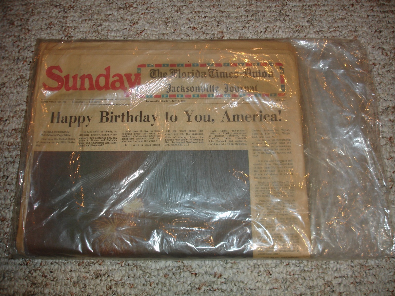 Vintage July 4, 1976 The Florida Times Union Jacksonville Journal Newspaper Vintage July 4, 1976 The Florida Times Union Jacksonville Journal Newspaper