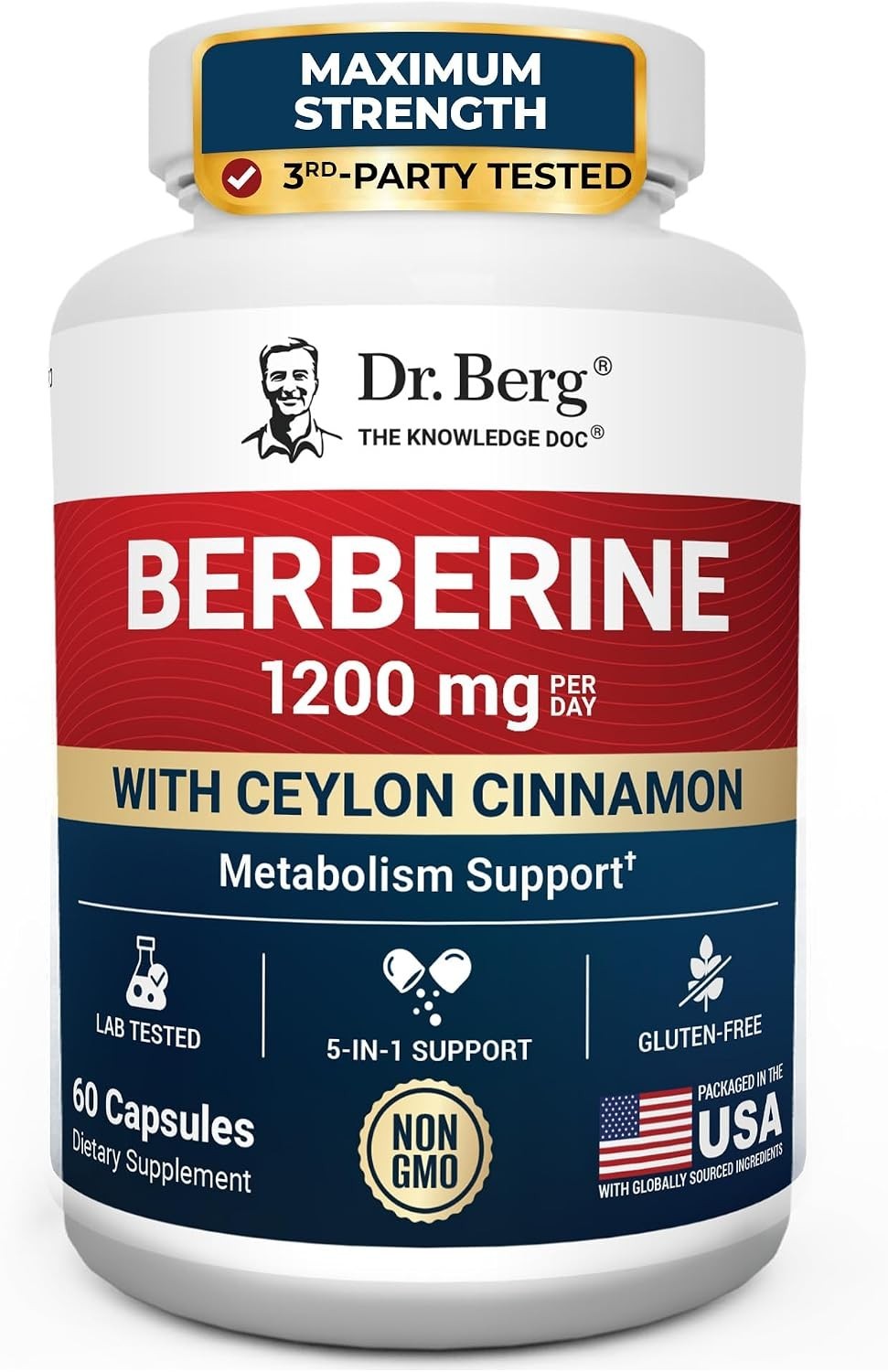 Dr. Berg Berberine 5-in-1 Formula, 60 Capsules – 1200 mg Daily Berberine Dr. Berg Berberine 5-in-1 Formula, 60 Capsules – 1200 mg Daily Berberine