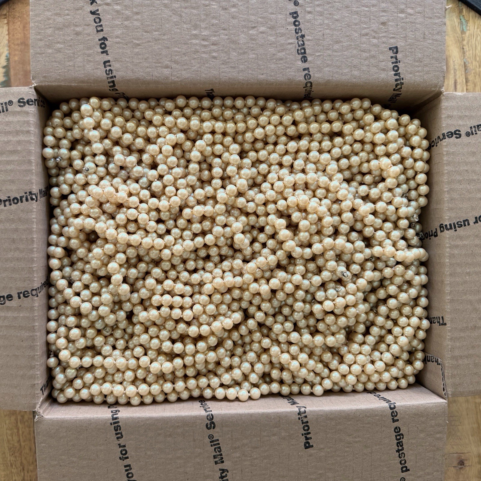 300 Strands of New “Old Stock” Creamy Round Vintage Hobe Pearls 8mm 16 Inch