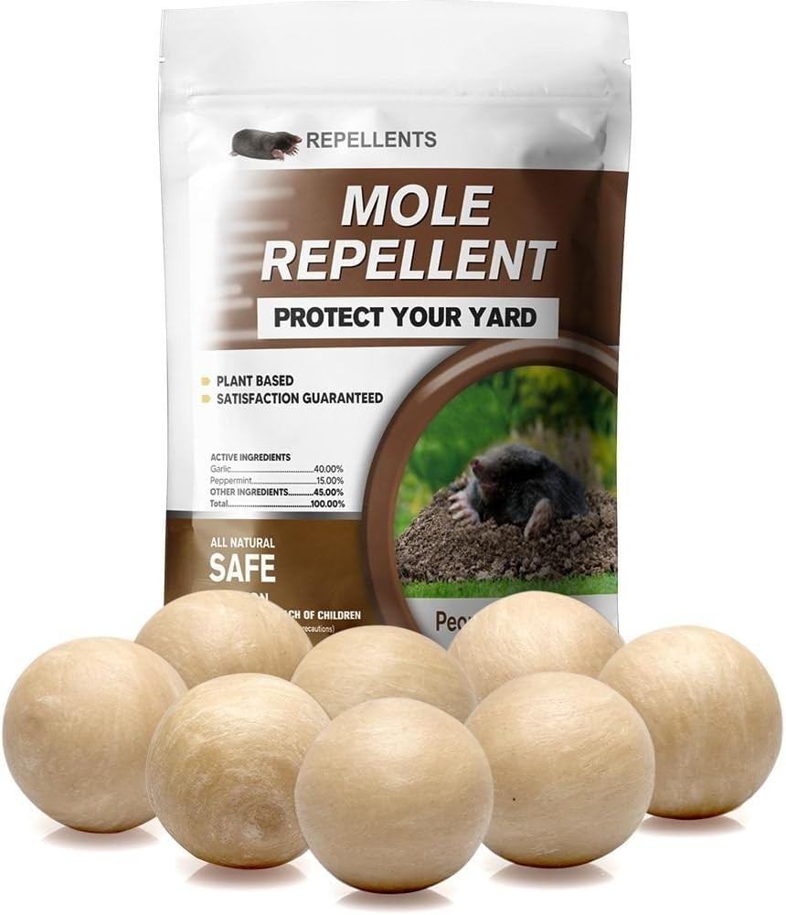 8 Packs Mole Repellent, Vole Repellent Outdoor, Powerful Mole Deterrent for Yar