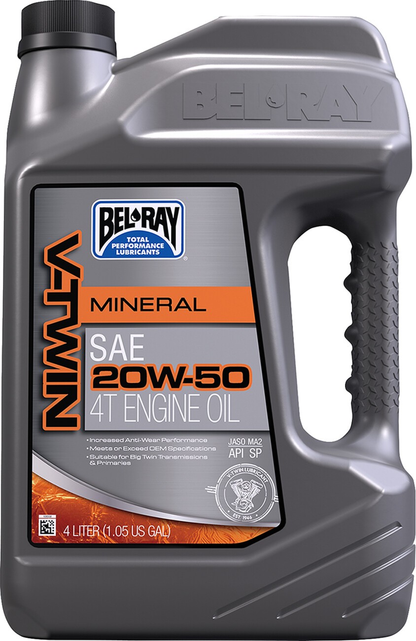 Bel-Ray V-Twin Mineral 4-Stroke Motorcycle Engine Oil 20W-50 4L Bel-Ray V-Twin Mineral 4-Stroke Motorcycle Engine Oil 20W-50 4L