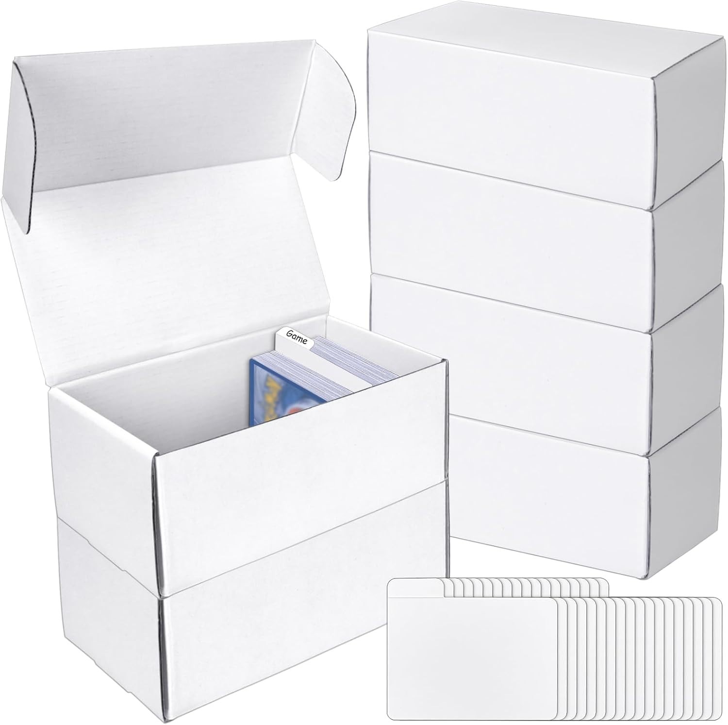 Trading Card Storage Box with Dividers, 6 Pack • 400 Count Bulk Card Collection