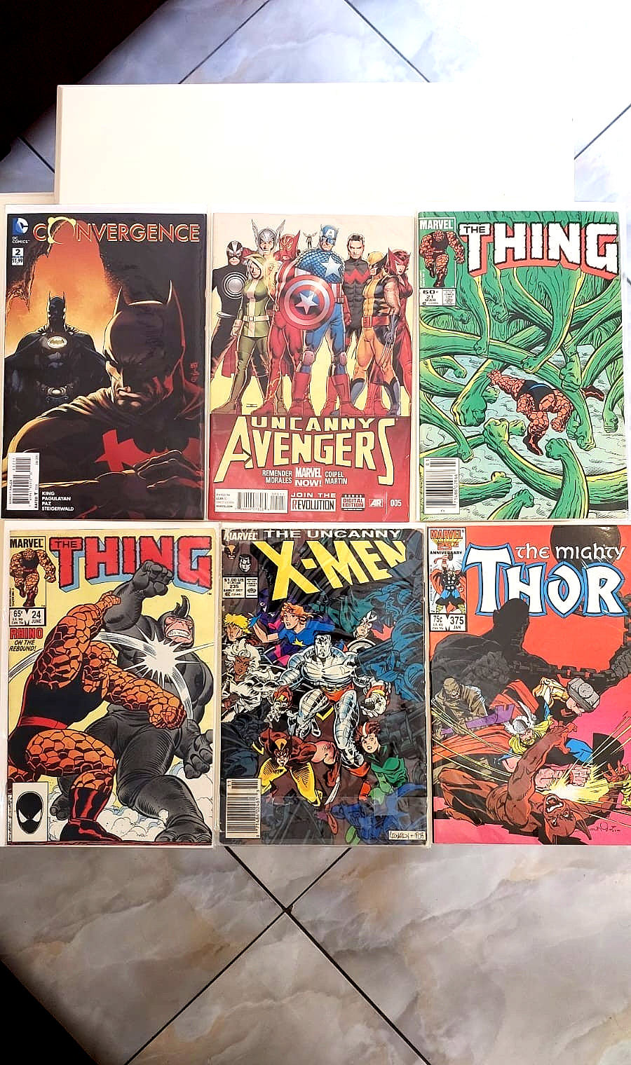 6 Comic Book Lot Marvel DC Thor X-MEN Avengers The Thing Assorted Vintage Comics