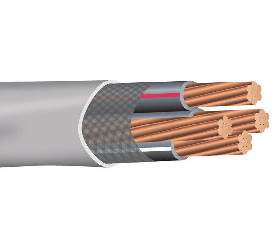 PER FOOT 1-1-1-3 Copper SER Service Entrance Cable PVC Jacket Gray 600V