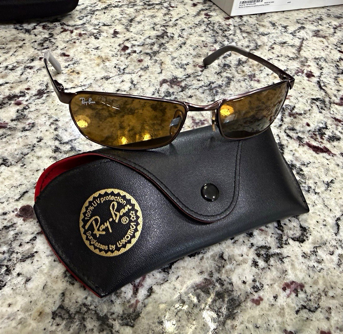 Vintage Ray-Ban RB 3190 Flight 012 Bronze Sunglasses 58☐18 Wrapped Wrap Sport Vintage Ray-Ban RB 3190 Flight 012 Bronze Sunglasses 58☐18 Wrapped Wrap Sport