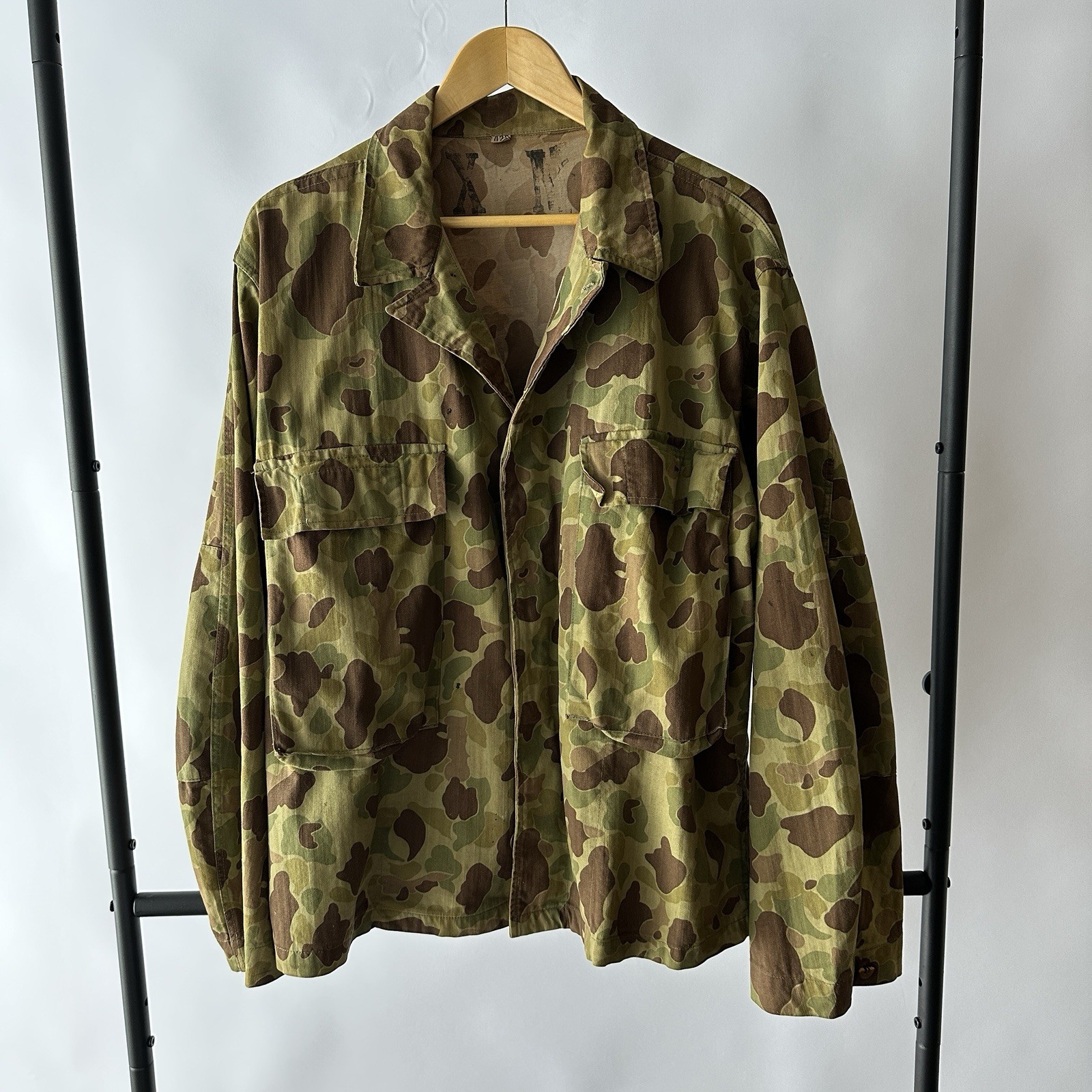 RARE WWII Army Gas Flap Frog Skin Camo Reversible Jacket Stencil 42r Military US