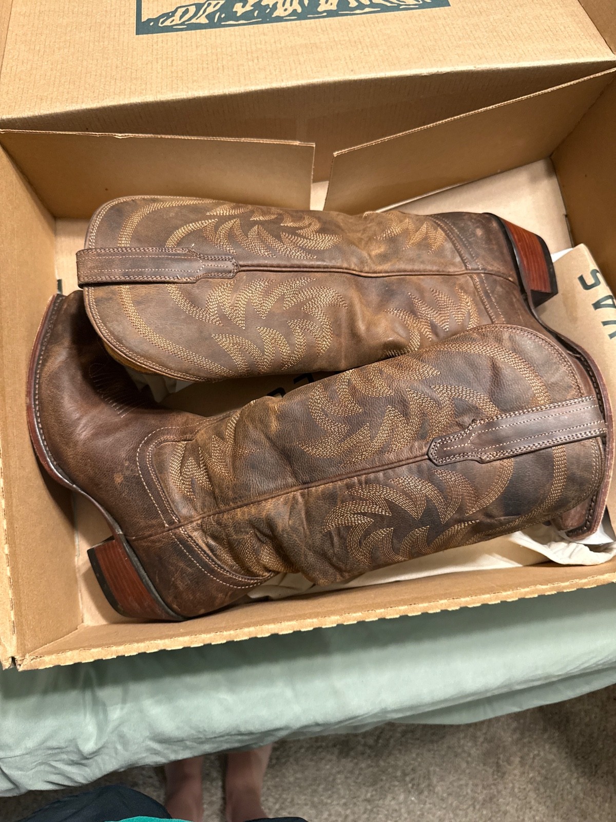 Tecovas The Annie Women\'s Size 9B Café Goat Leather Snip Toe Cowgirl Boots
