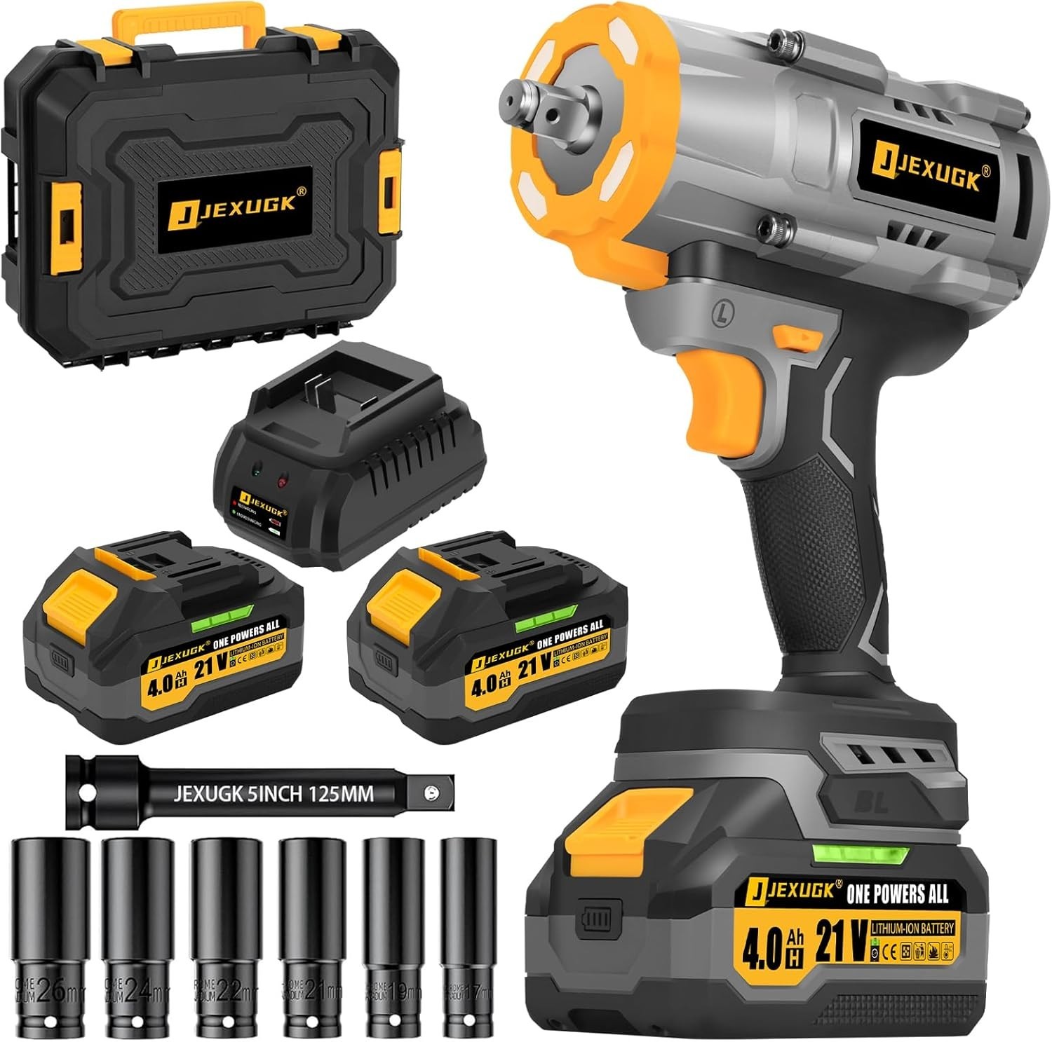 1500Nm Cordless Impact Wrench 2x4.0Ah Battery Torque Brushless Truck/Car/Mowe NE 1500Nm Cordless Impact Wrench 2x4.0Ah Battery Torque Brushless Truck/Car/Mowe NE