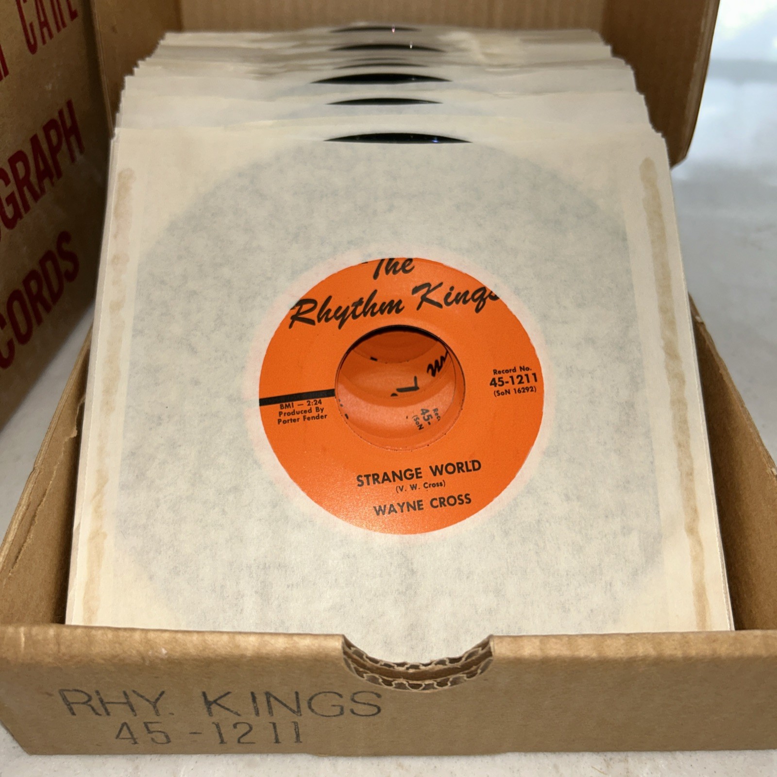 Wayne Cross Rhythm Kings 1211 Strange World, Anything But My Baby. 45 record