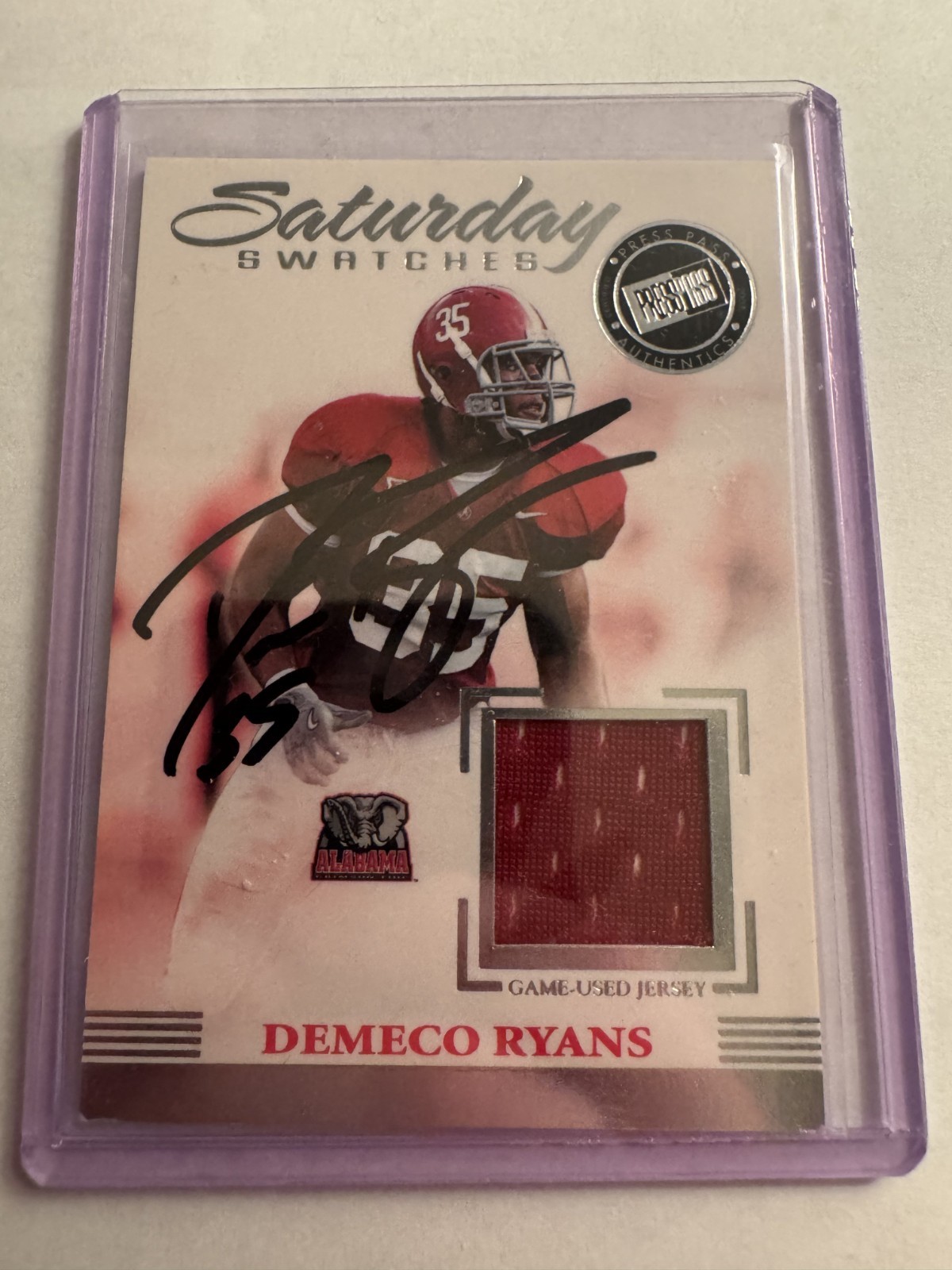2007 Press Pass Legends Saturday Swatches DeMeco Ryans On Card Auto #SS-DR 2007 Press Pass Legends Saturday Swatches DeMeco Ryans On Card Auto #SS-DR