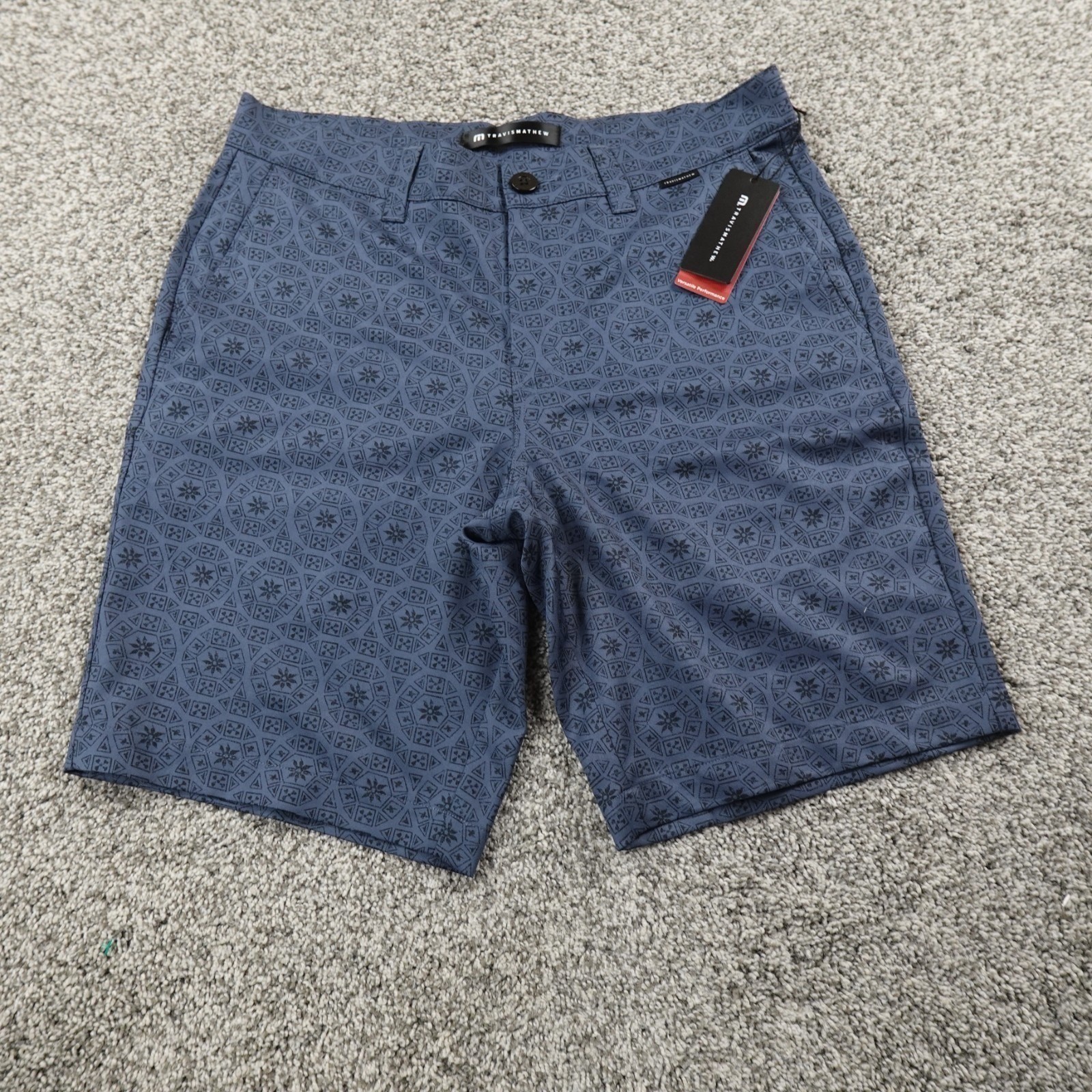 NEW Travis Mathew Shorts Mens 30 Blue Chino Golf Performance Stretch Geometric NEW Travis Mathew Shorts Mens 30 Blue Chino Golf Performance Stretch Geometric