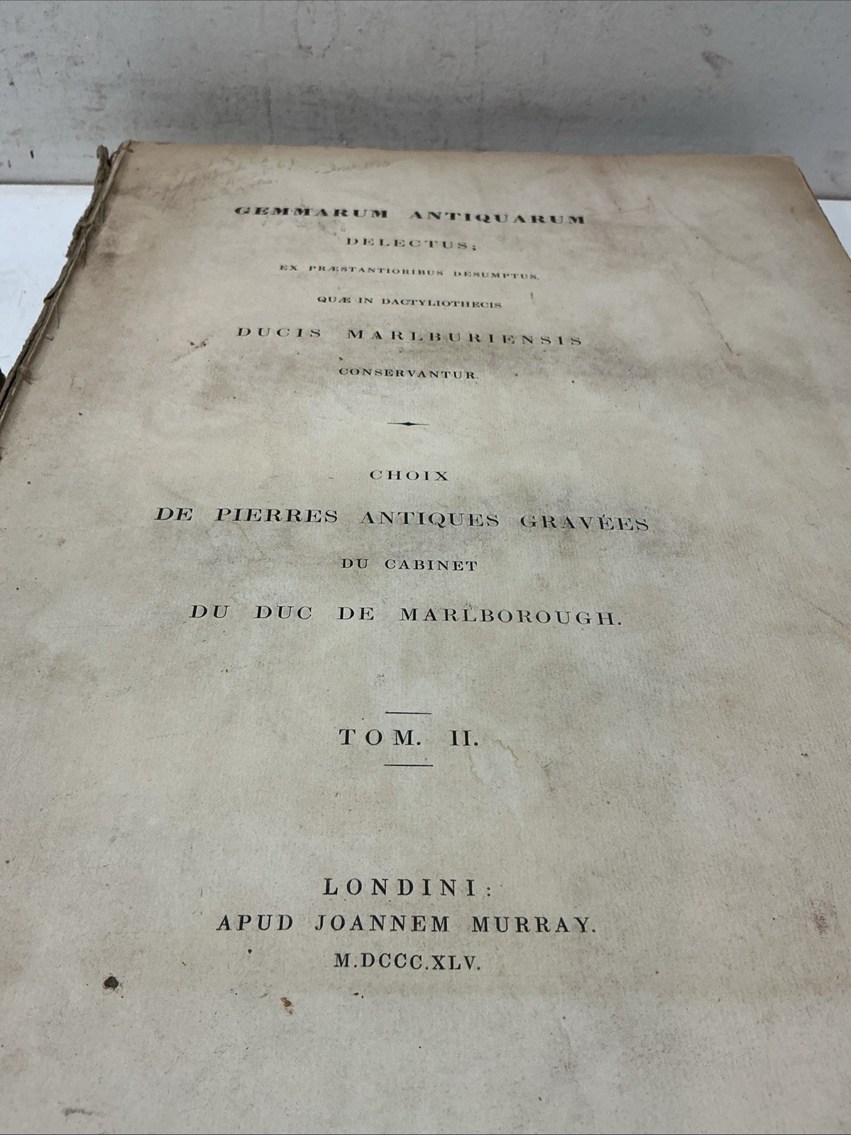 1845 Gemmarum Antiquarum Delectus Vol. 2 Only, 50 Engravings, Latin&French Folio