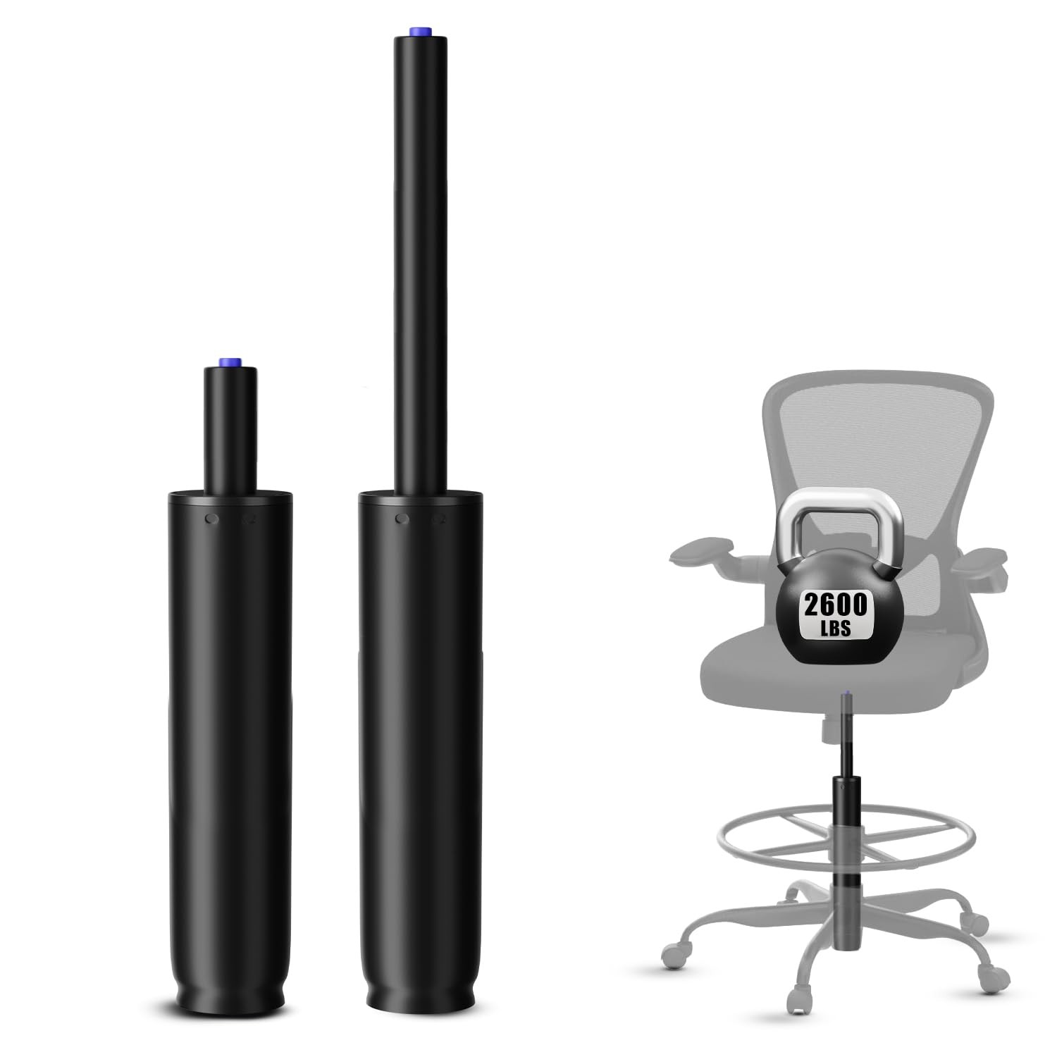 14 Inches-22 Inches Extra Long Gas Lift 8\'\' Travel Length, Matte Black 