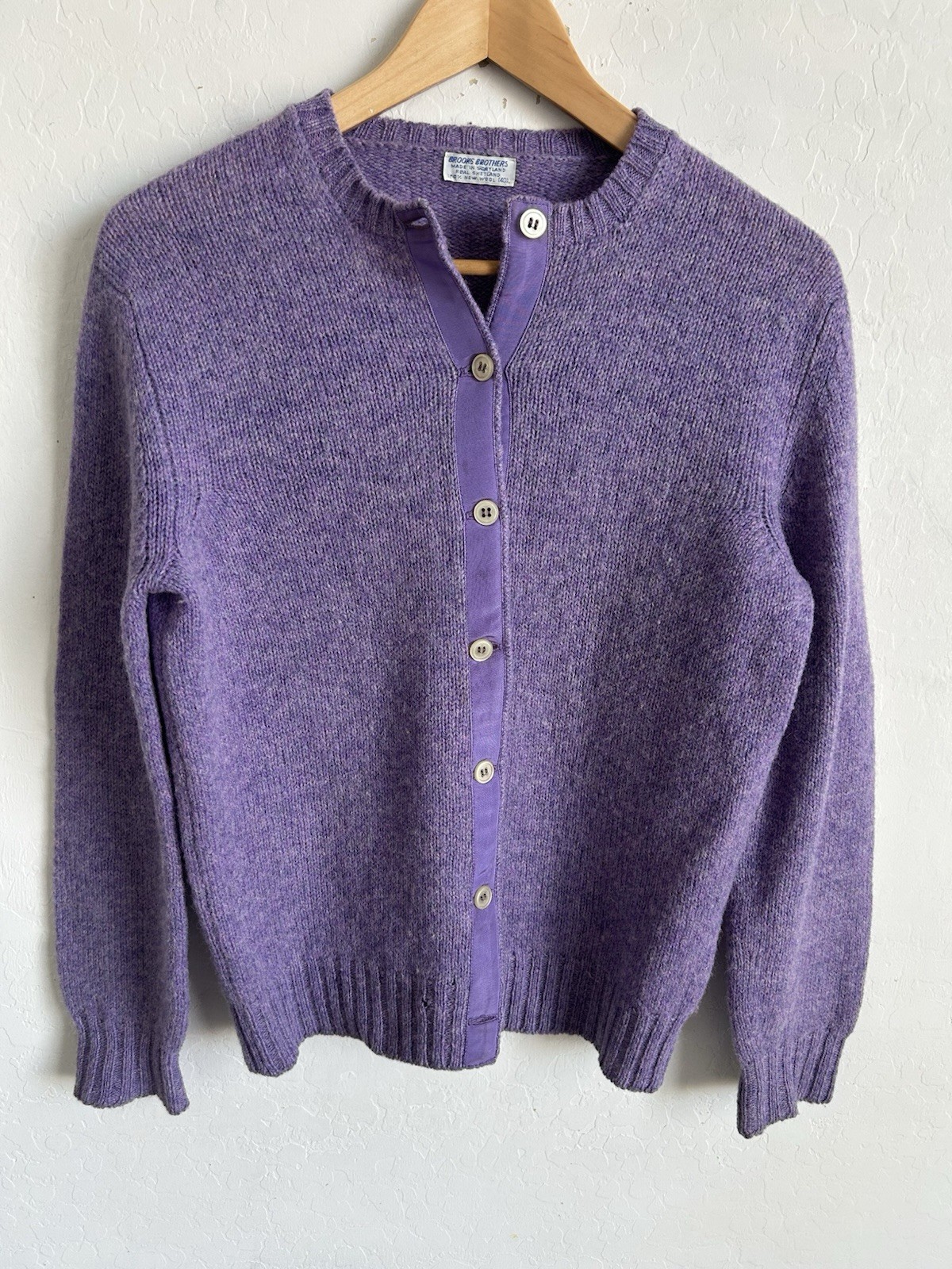 Vtg Brooks Brothers Purple Shetland Wool Cardigan men’s 40 M Made In Scotland Vtg Brooks Brothers Purple Shetland Wool Cardigan men’s 40 M Made In Scotland