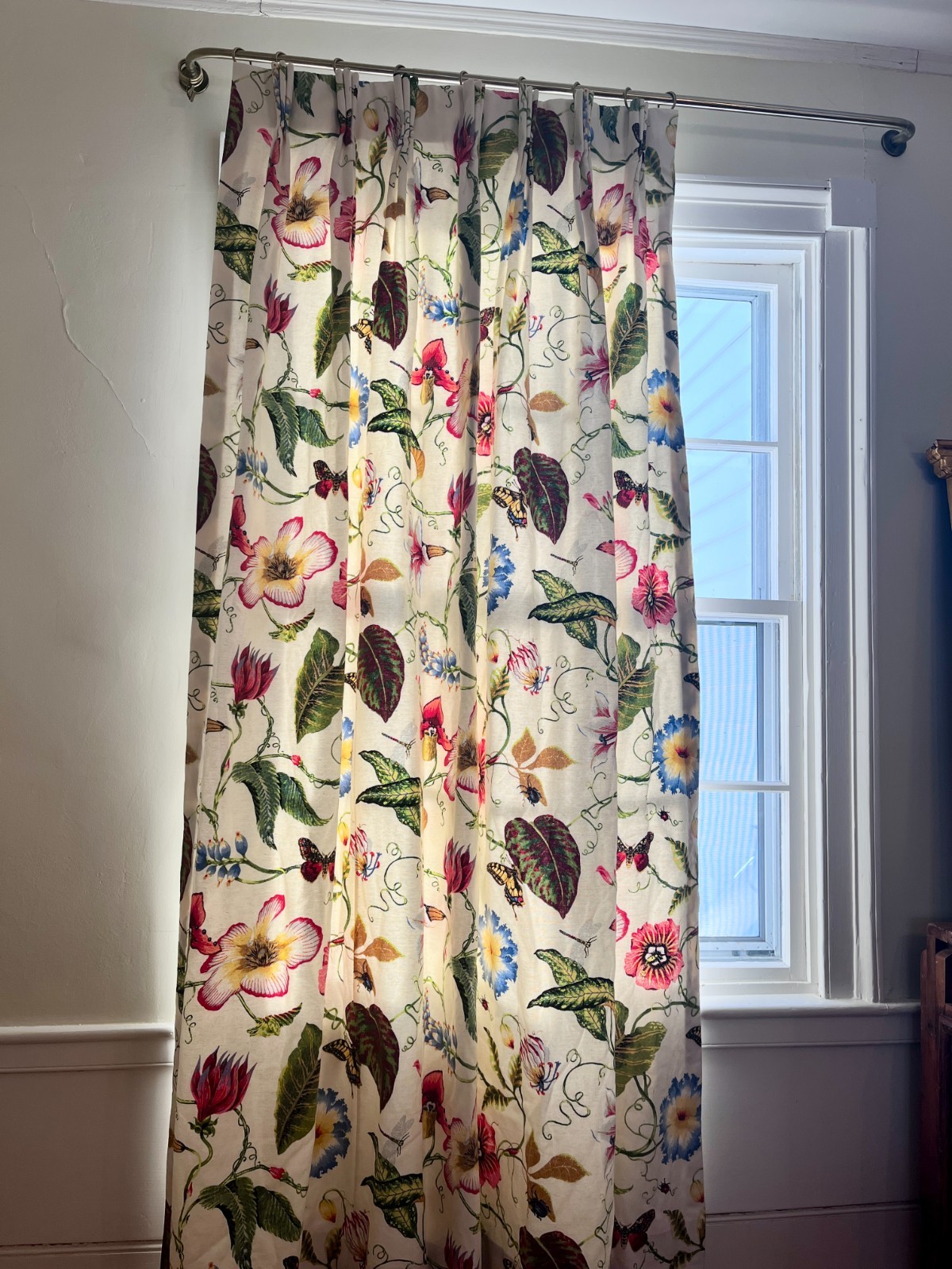 Custom DRAPES Garden Floral Butterfly Pinch Pleat Lined Weighted 80\ Custom DRAPES Garden Floral Butterfly Pinch Pleat Lined Weighted 80\