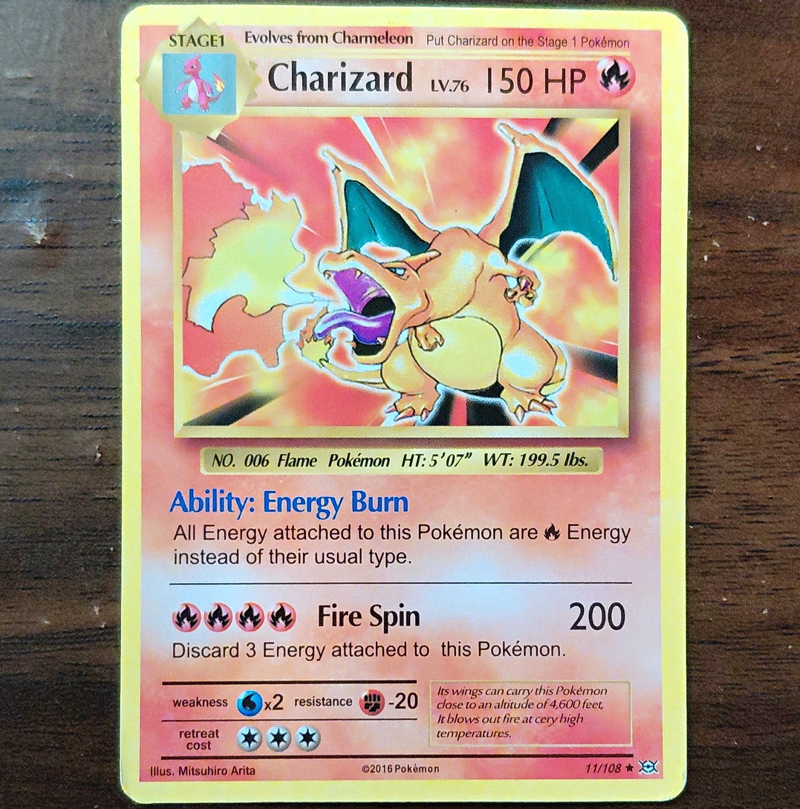 Charizard 11/108 Evolutions No-Holo Rare English 2016 150 HP Pokemon TCG Pokemon Charizard 11/108 Evolutions No-Holo Rare English 2016 150 HP Pokemon TCG Pokemon